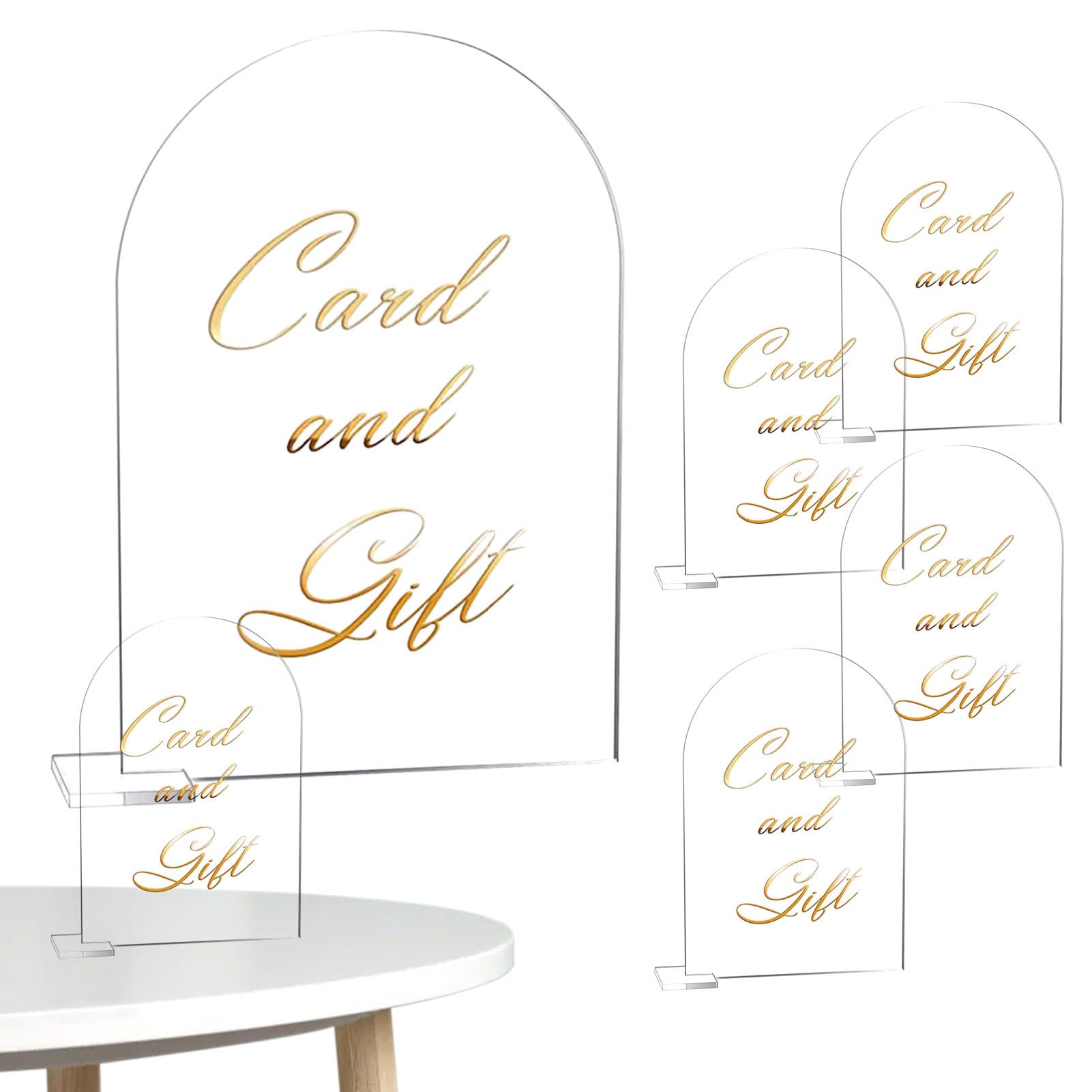 AUFY Tarjeta de número de Mesa de acrílico,Tarjeta de Lugar de acrílico, Letrero de Lugar con Nombre de Boda en Arco, Portatarjetas Transparente para Mesa de Boda, Placa de Nombre acrílica en Blanco