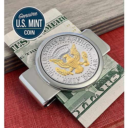 Silver-Layered Presidential Money Clip - Elegant American Coin Treasures JFK Half Dollar Gold Tone Coins for Cash and Bills | Comes with Certificate of Authenticity4