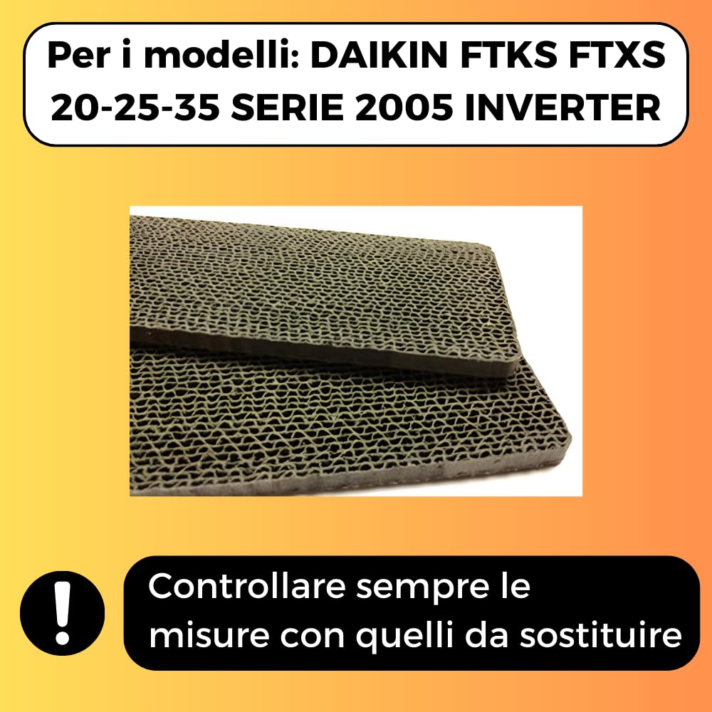 2 Filtri Condizionatore (216x52mm) Filtro Aria Condizionata, Sostitutivo per Filtri Daikin, Ricambi Climatizzatore, Condizionatori: DAIKIN FTKS FTXS 20 25 35 SERIE 2005 INVERTER