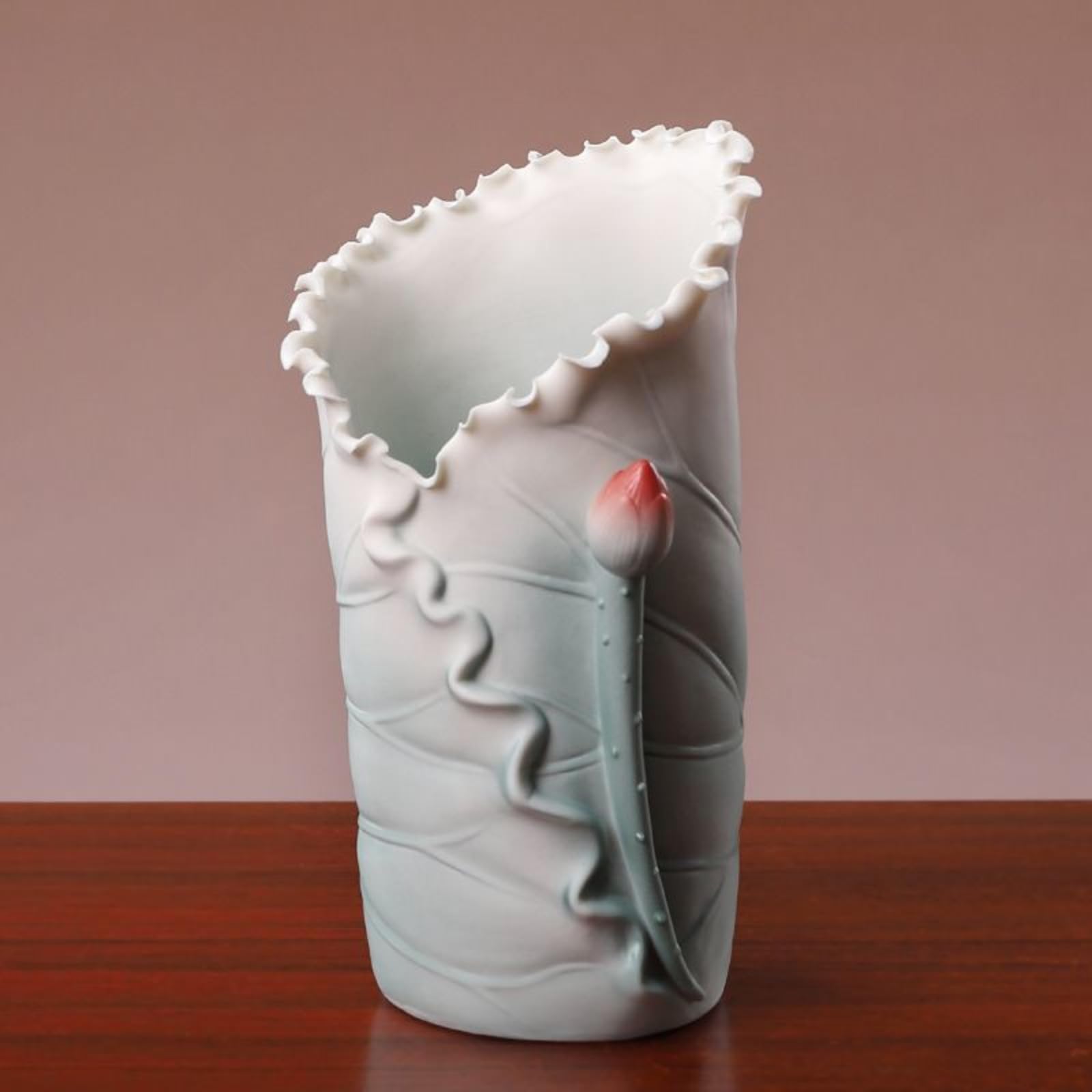 Mao - Portalápices de cerámica, 17 cm, diseño de hoja de loto