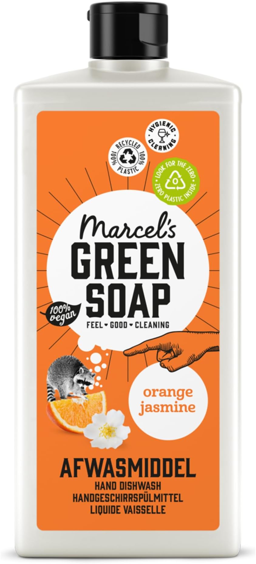 Marcel's Green Soap - Washing Up Liquid Orange & Jasmine - Dishwashing Liquid - Vegan - Recycled Plastic - 97% Biodegradable - 500 ML