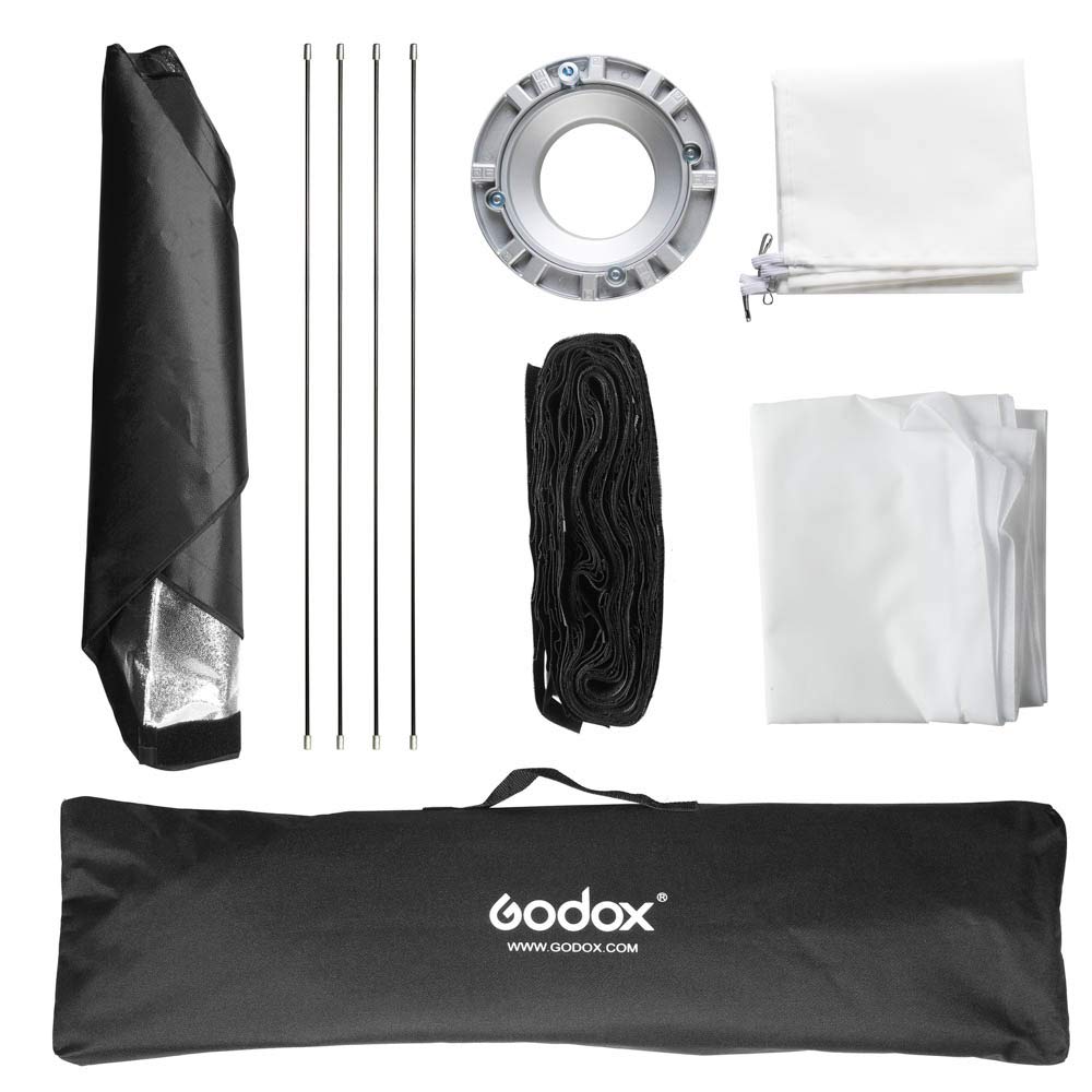 Godox SB-FW - Softbox con rejilla de panal de abeja, 35 x 160 cm, Softbox Rectangular de 14 x 63 pulgadas para flash de estudio, Godox MS300-V, SK400II, SL60 AD400PRO AD600BM