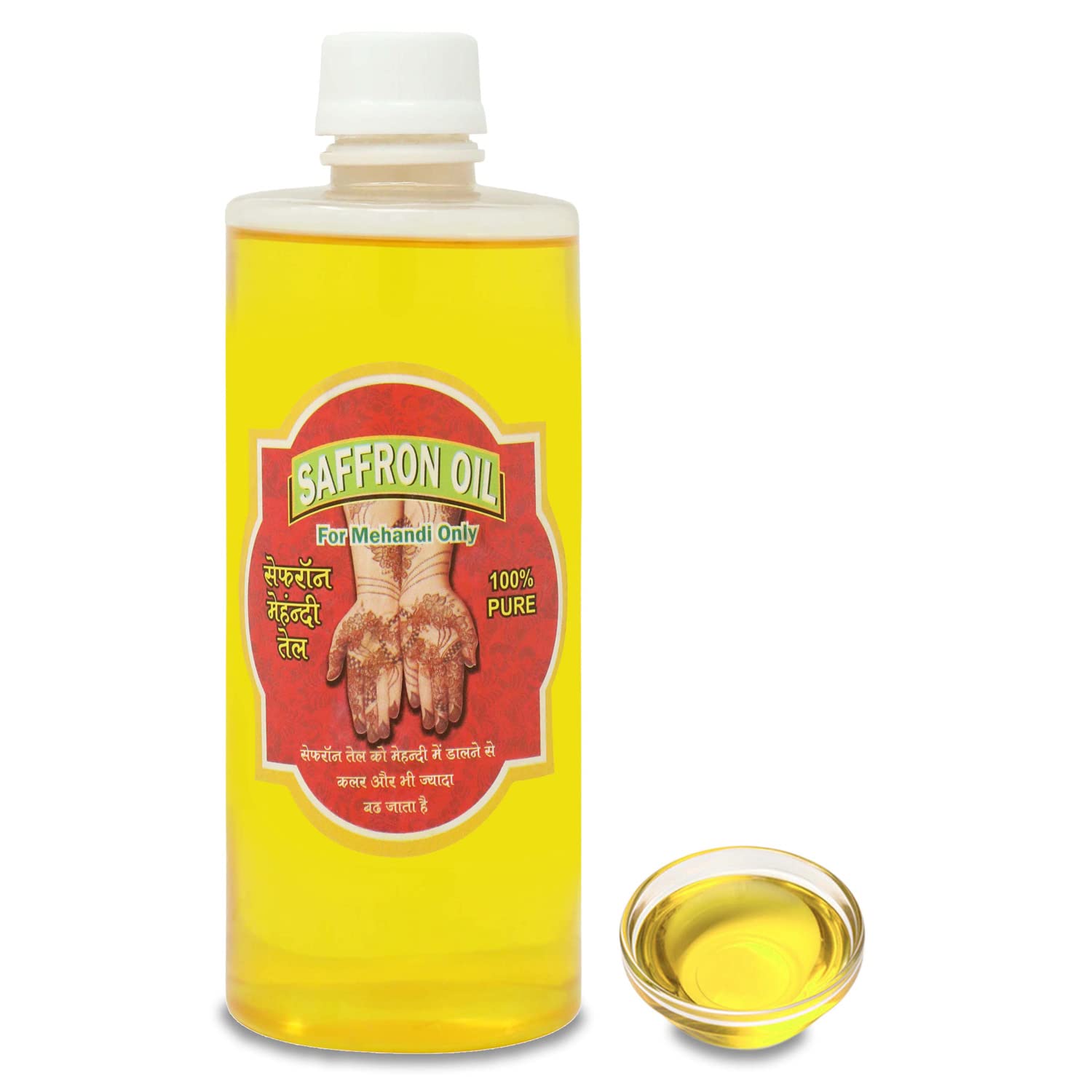 AFRIN Henna Mehendi Saffron Oil 500 ml For Making Mehendi Cones | Natural Mehendi Cones Oil For Rich Dark Color & Long– Lasting Stain & Smooth Paste