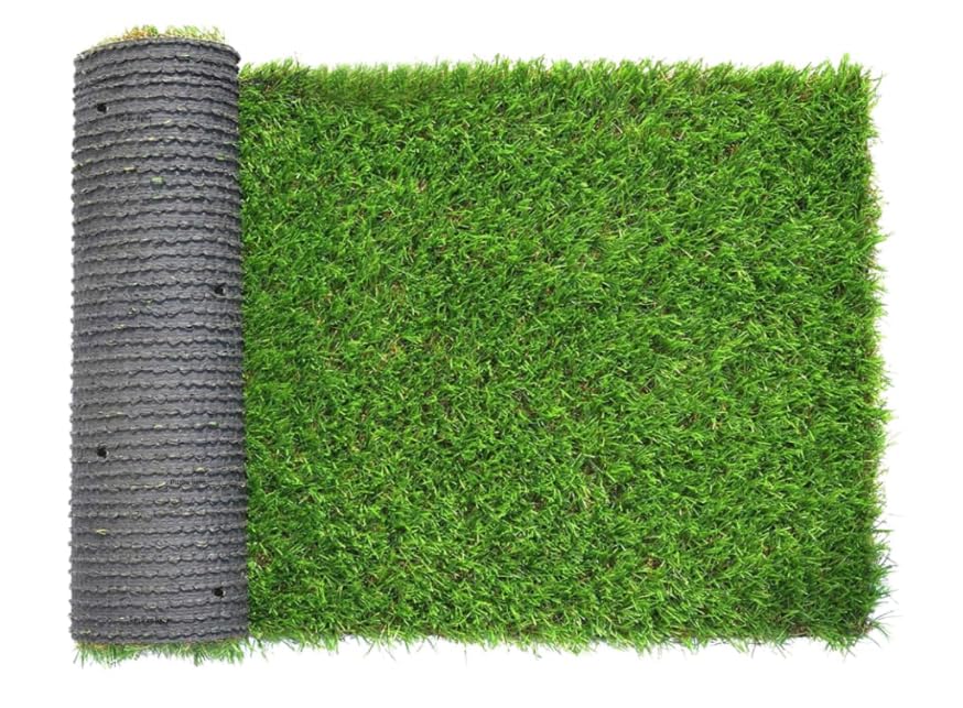 artificial grass mat carpet, rubber, flower, large | 4-blend grass types, fireproof, water permeability, outdoor & indoor use, natural look