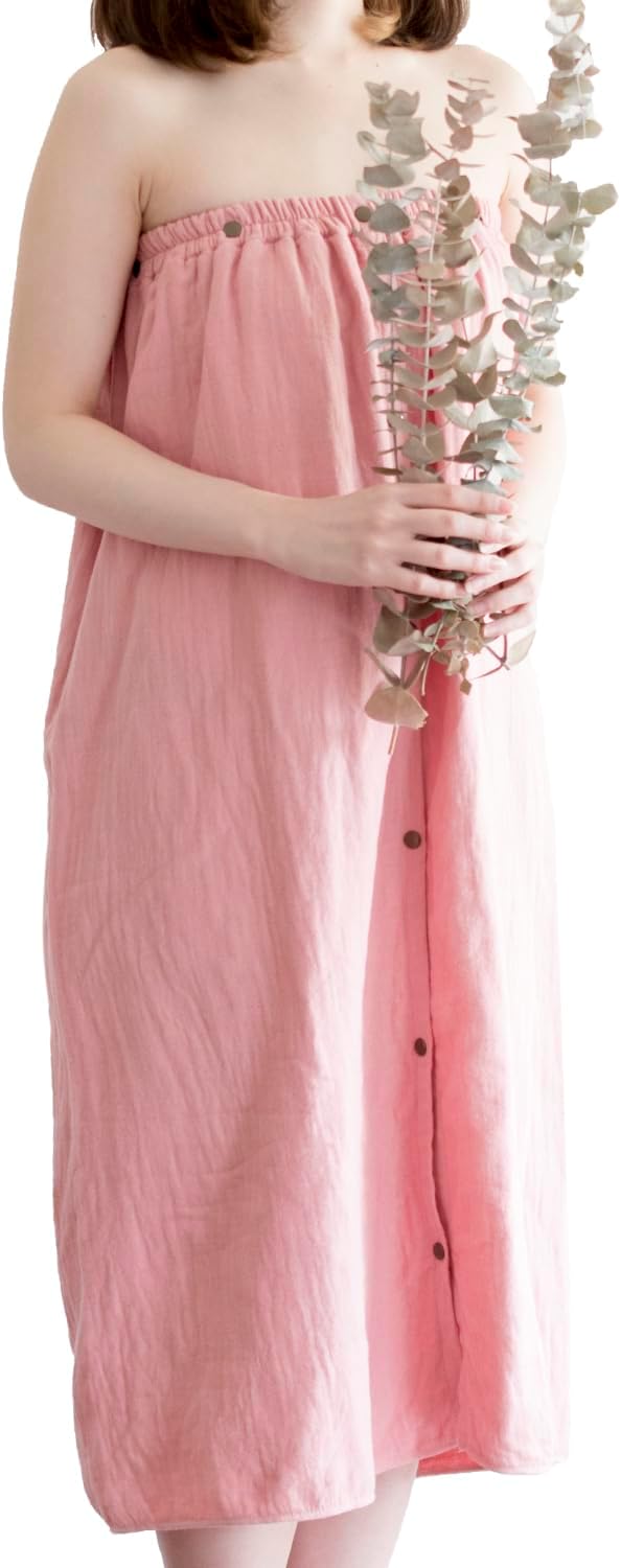 トランパラン 日本製 ラップタオル 大人用 プレミアムガーゼ 巻きタオル 速乾 薄手 綿100% 泉州タオル (サーモンピンク)