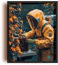 (Unframed) (8x10 Inch) Matte Wall Art Print Of Futurism Poster: Beekeeper assembling a new beehive at a tropical orchard - Eco-Friendly Poster, Custom Decor for Home, Office, Bedroom, Bath Room, Livi