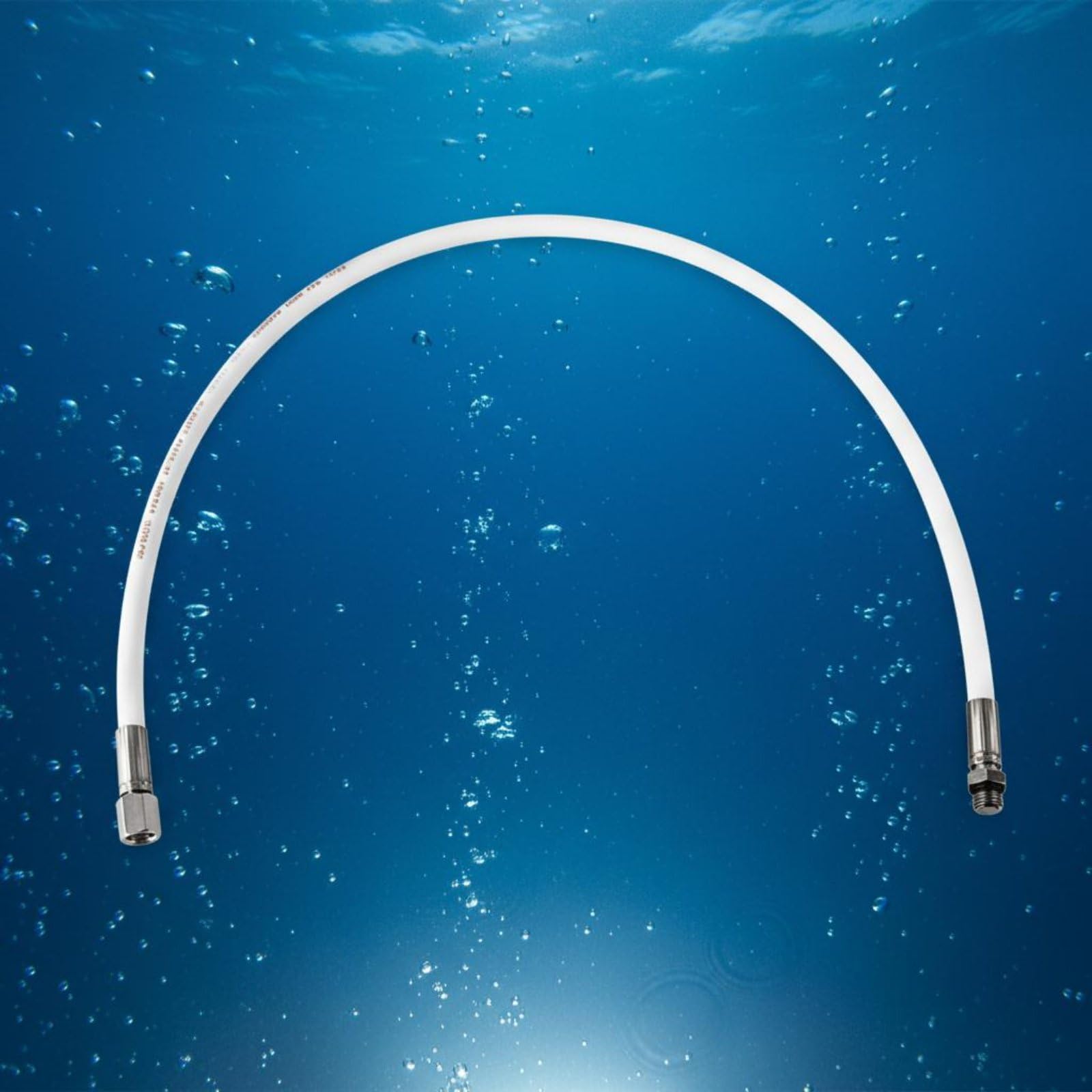Tubo Regolatore Subacqueo Tubo Gonfiatore Bassa Pressione Frusta Trecciata Tubi Immersione Frusta Manometro Struttura Flessibile Anti-piega Pressione, Bianco, Hp Rubber 22CM