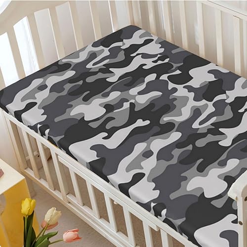 Miniatura 3 de Sábana bajera ajustable para cuna con temática de camuflaje, sábana bajera estándar para cuna para niños pequeños, ideal para habitación de niños o