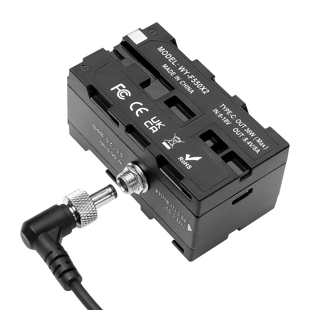 Alvin's Cables D-tap au câble double face batterie factice NP-F pour Atomos Ninja|Smallhd|Moniteur Feelworld,NP-F550|F570|F770 Adaptateur d'alimentation de batterie factice avec port de type C