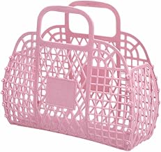 Jelly Bag | Jelly Tote Bright Jelly Bags | Girls Handbag Bright Color | Tote Bag for Women Jelly Basket Pla-stic Jelly Bag Retro Handbag Beach Bag for Girls Kids