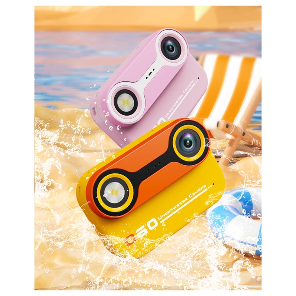 Fotocamera impermeabile per bambini, fotocamera subacquea, 3 metri, impermeabile prima e dopo, doppia fotocamera per nuotare all'aperto, blu