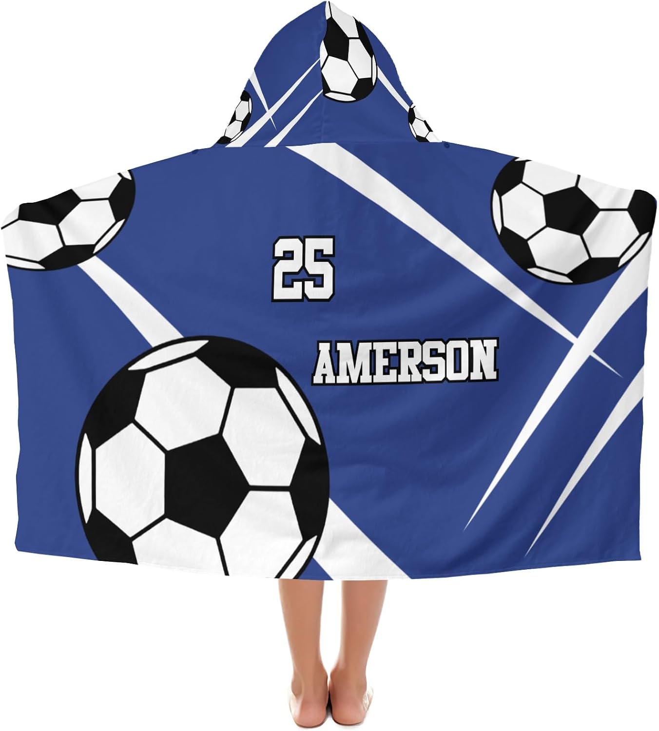 Sport Soccer Pink Personalized Hooded Towel Absorbent Wrap Soft Pool Beach Bath Towels Hood Poncho for 5-12 Years Kids Boys Girls