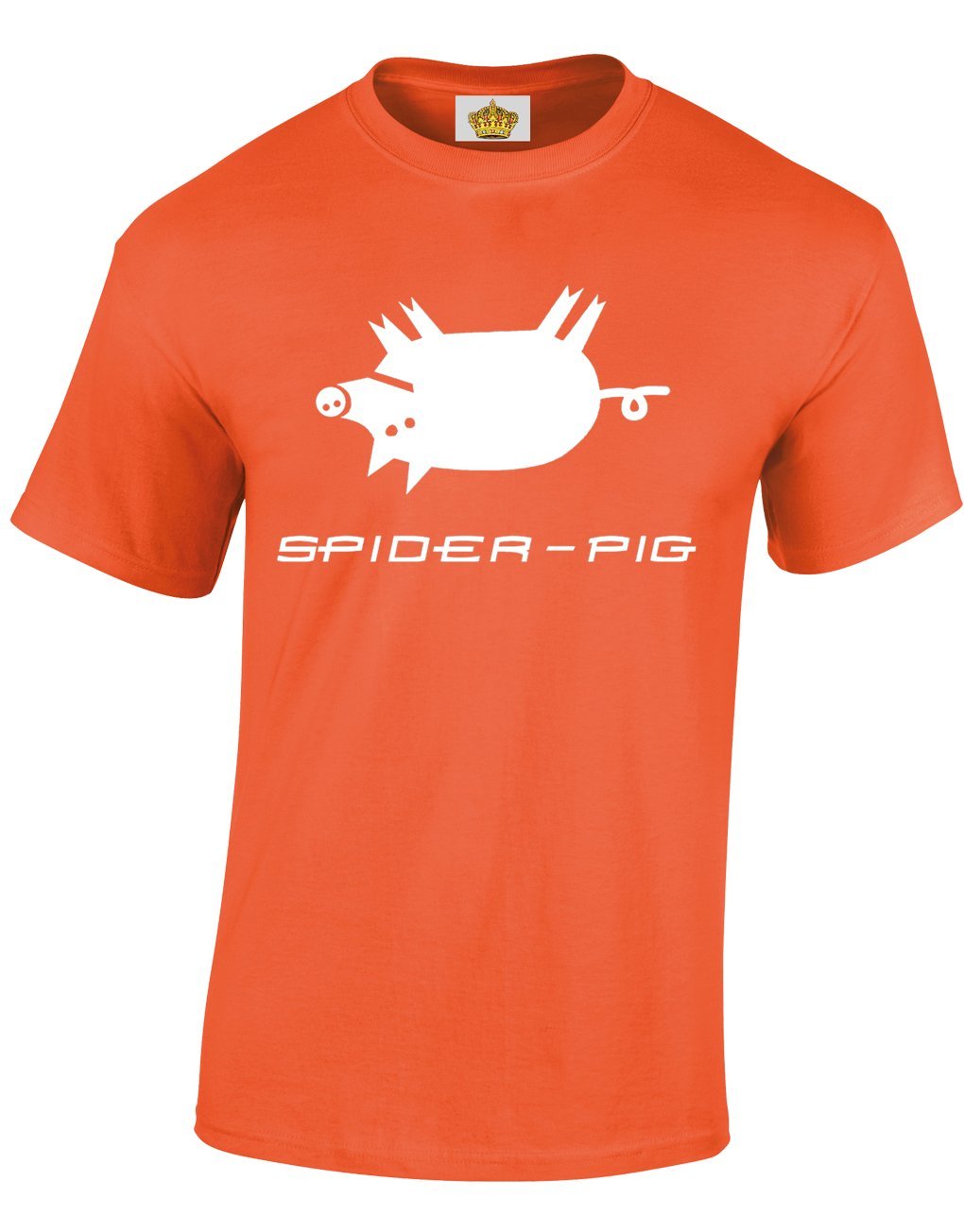 Crown Designs Spider Pig Comedy TV Show Inspired for Men & Teenagers T-Shirts Tops - Orange/Small