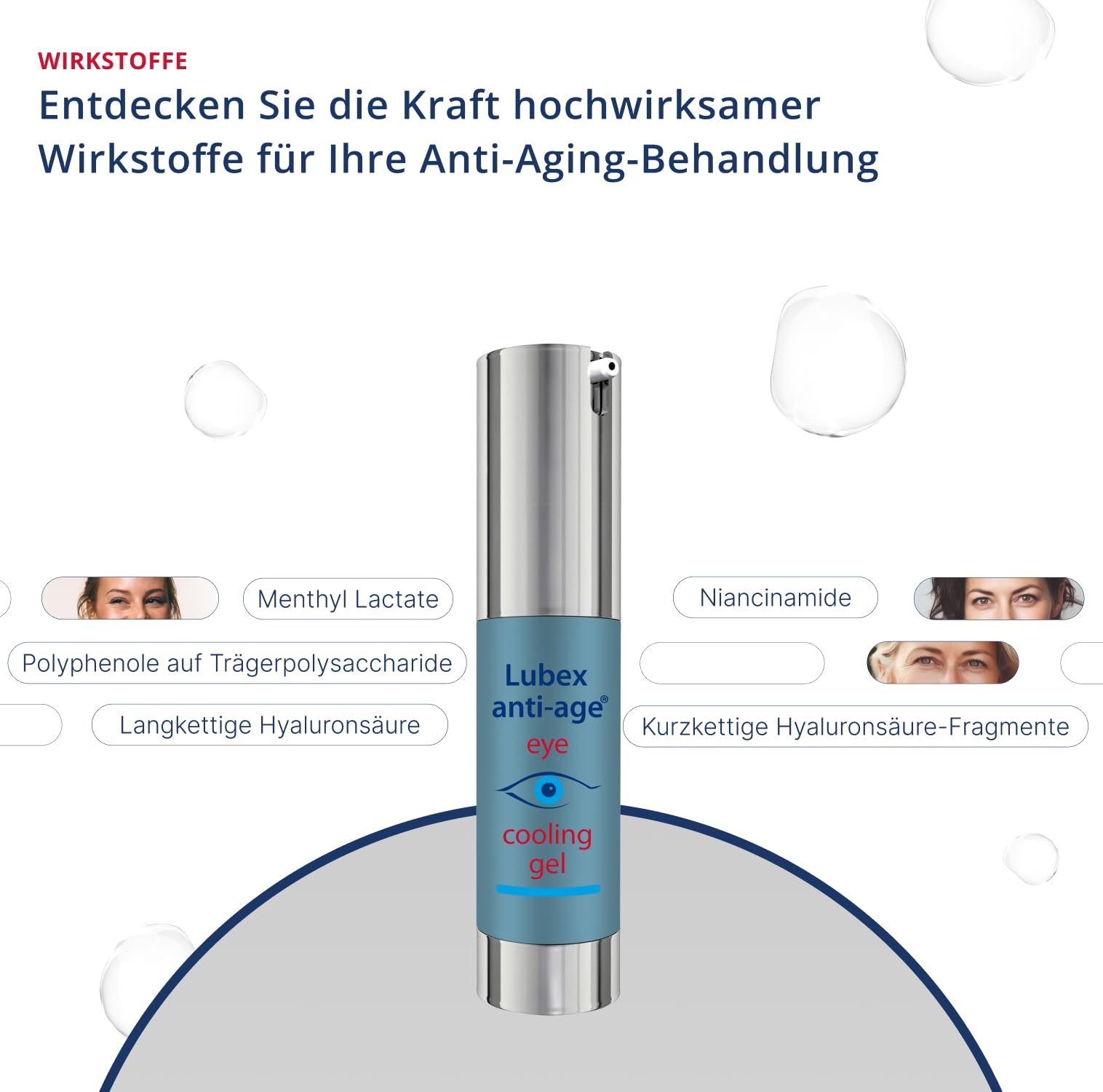 eye cooling gel – kühlendes Augengel mit Hyaluronsäure, erfrischt und strafft die Augenpartie, hergestellt in der Schweiz, 15ml