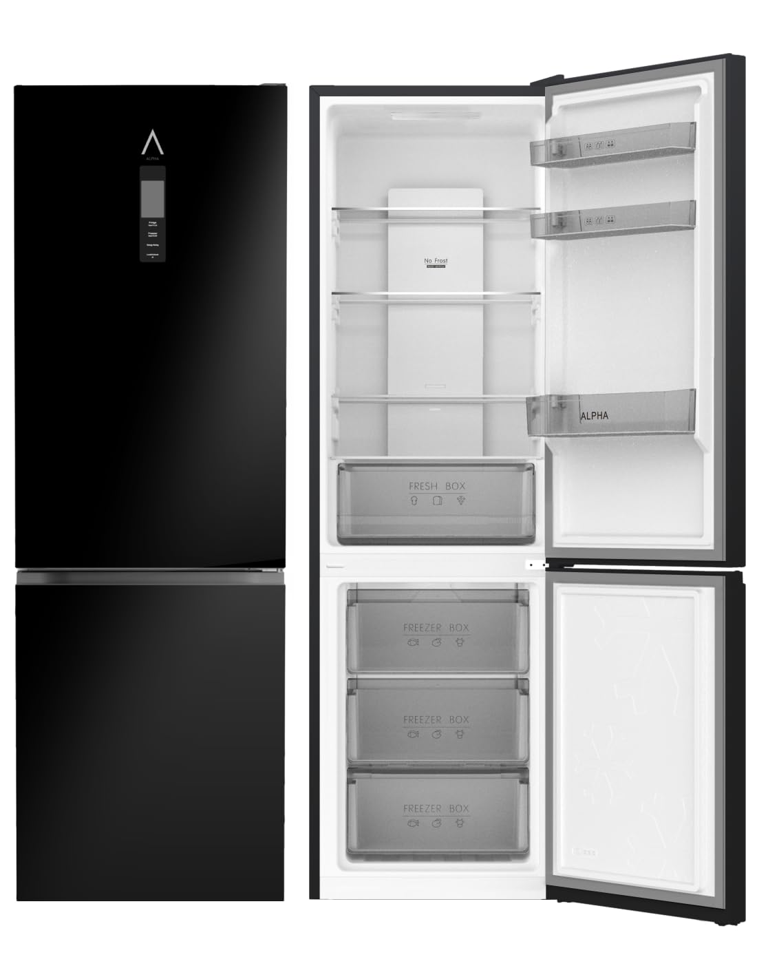 ALPHA Frigorífico Combi Pegasus Elite-185, Negro, No Frost