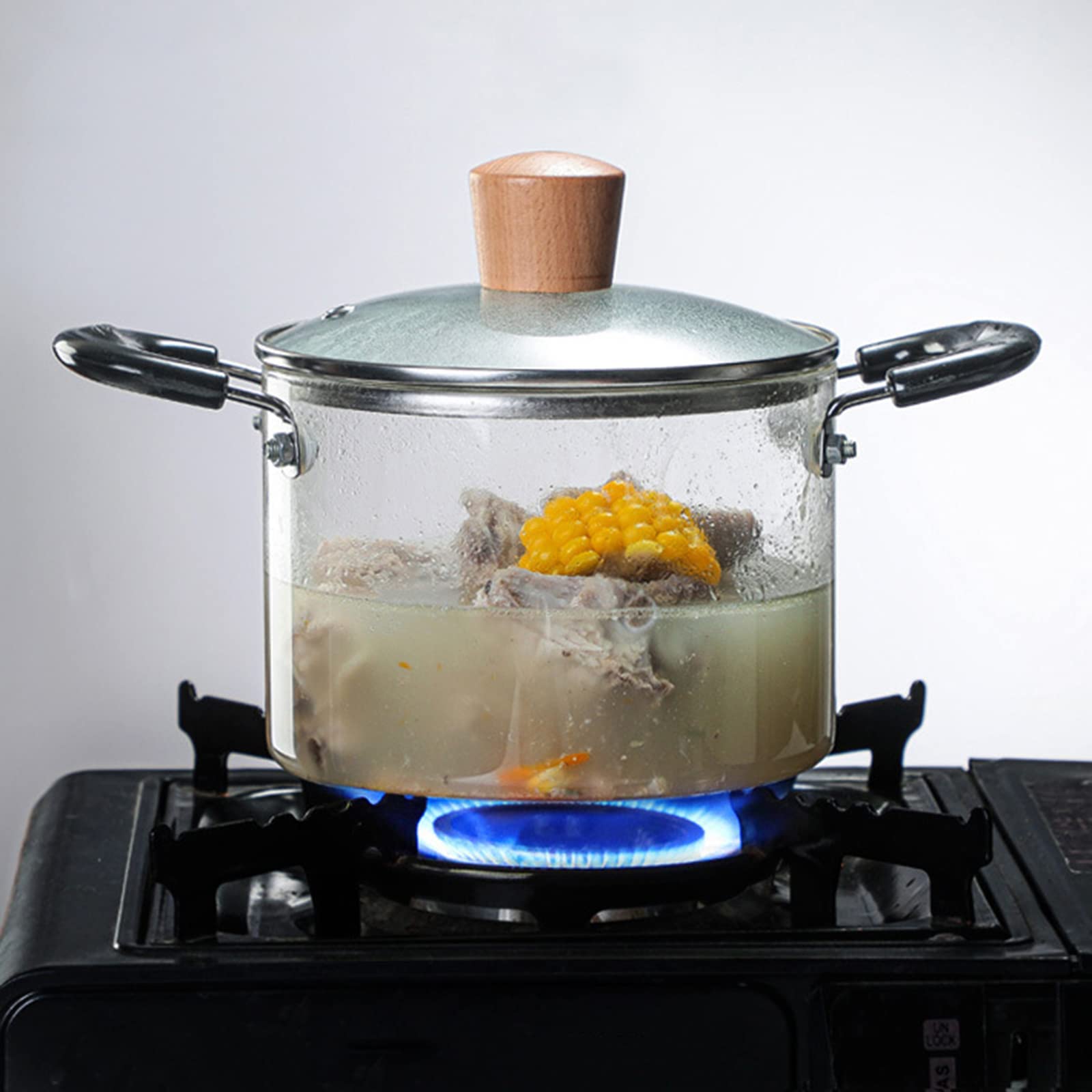 Glazen potten om te koken, 1,5 l / 50 oz hoog borosilicaatglas