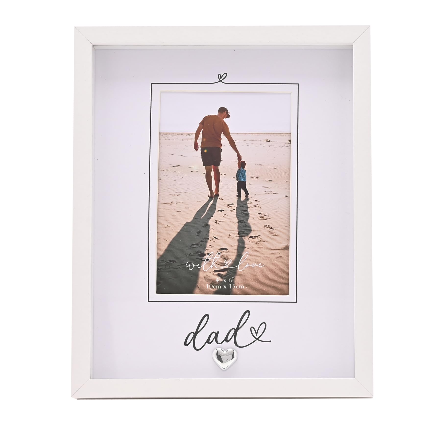Widdop And Co White With Love Heartlines Photo Frame 4" X 6" – Thoughtful Keepsake Frame For Parents, Grandparents & Friends, Gift For Birthdays, Mother’s Day, Father’s Day & Special Occasions (Dad, 4X6)