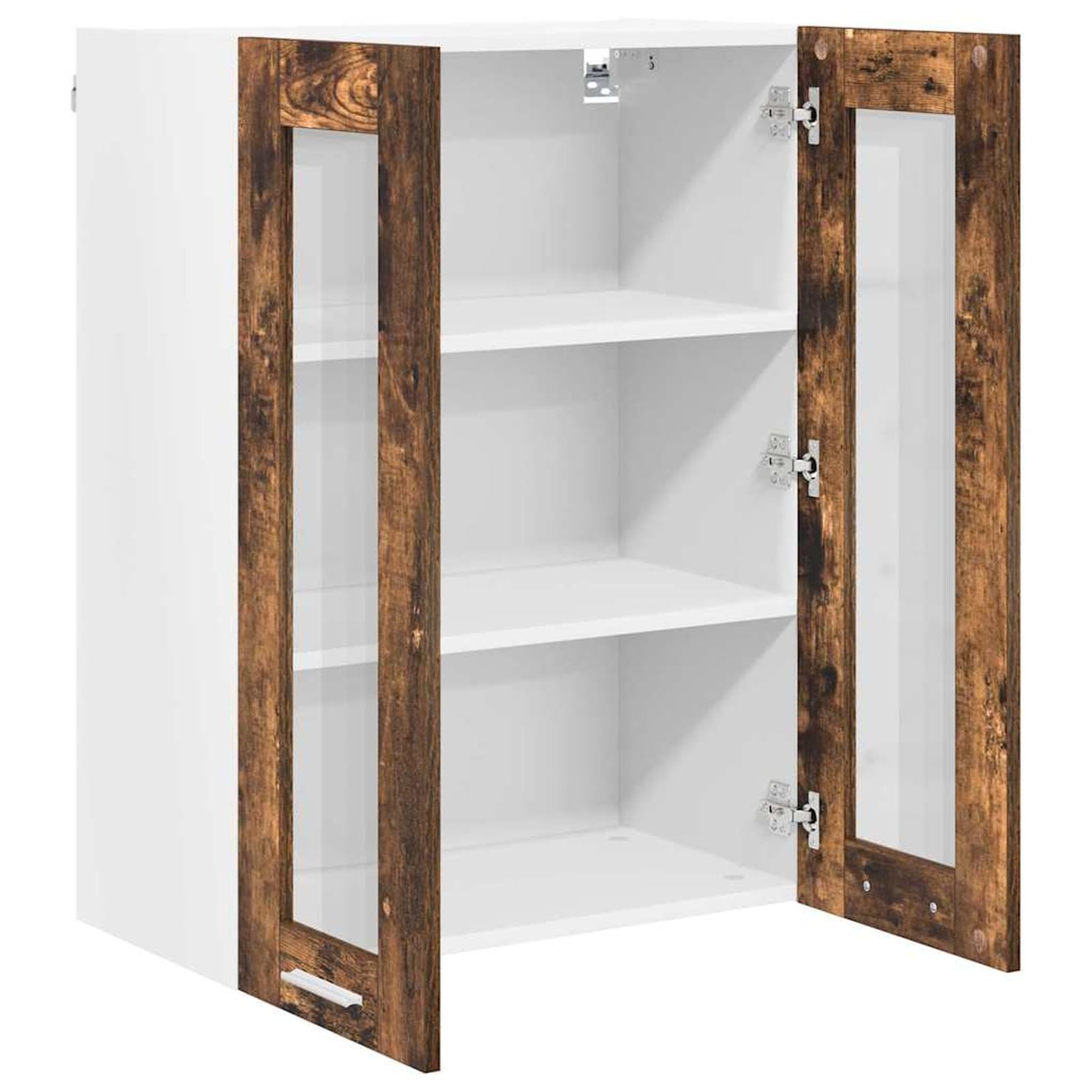 Armadietto pensile da cucina, in rovere affumicato, larghezza 60 cm, altezza 80 cm, con 2 ante a cerniera interne