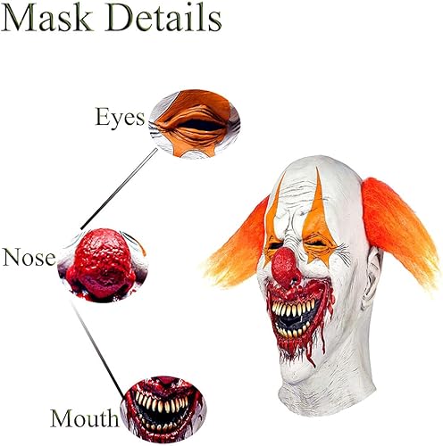 Miniatura 4 de Clown Joker Mask Scary Evil Funny Clown Costume Horror Latex Masks Halloween Carnival Costume Party Adult
