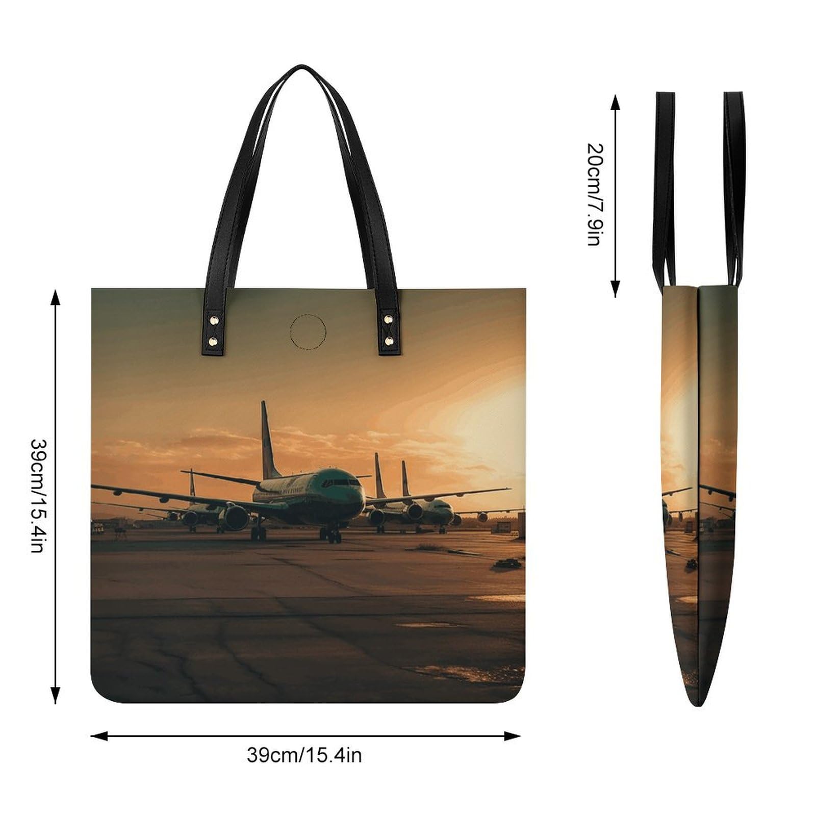 Airplane on The Tarmac Large Leather Handbags Women Fashion Handbag Multifunctional Travel Bag It Is A Great Gift for Mothers, Teachers, Friends, Bridesmaids