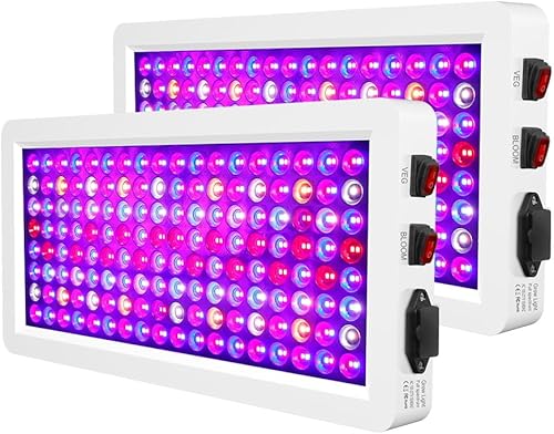 Miniatura 5 de 2 luces LED rojas y azules de 800 W para cultivo de plantas de espectro completo. Con modos vegetales y floración, regulable. Perfecto para plantar
