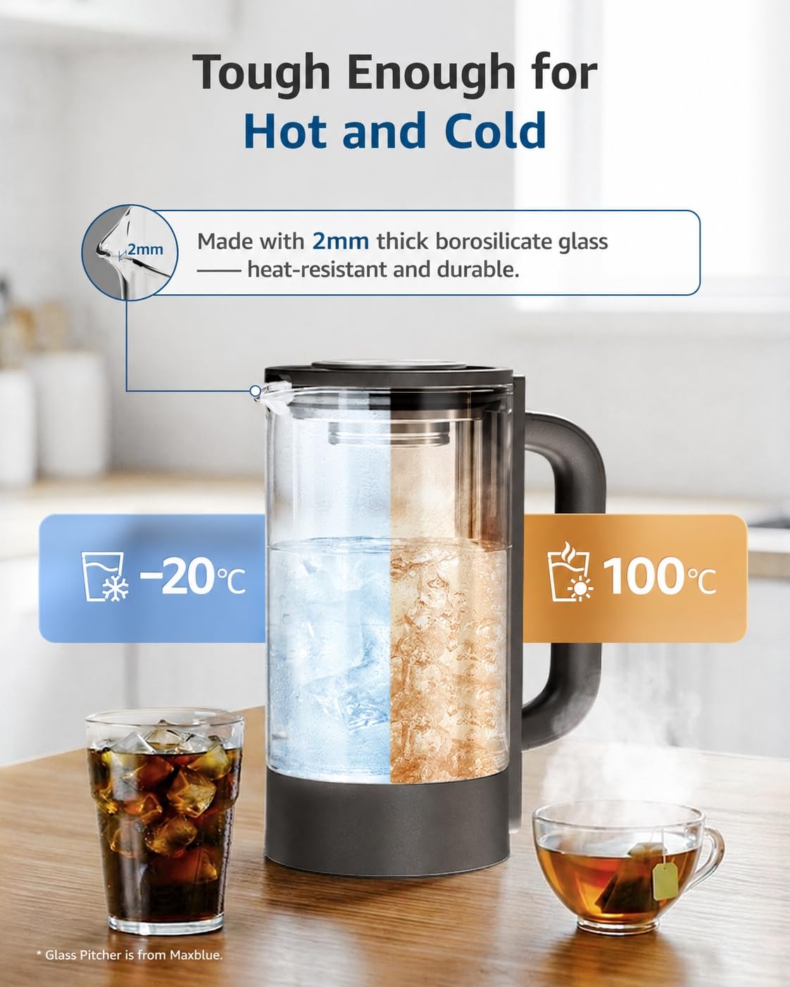 Maxblue GPWD-B Glaskanne für Waterdrop M6HG & M6CG Auftisch Osmoseanlage