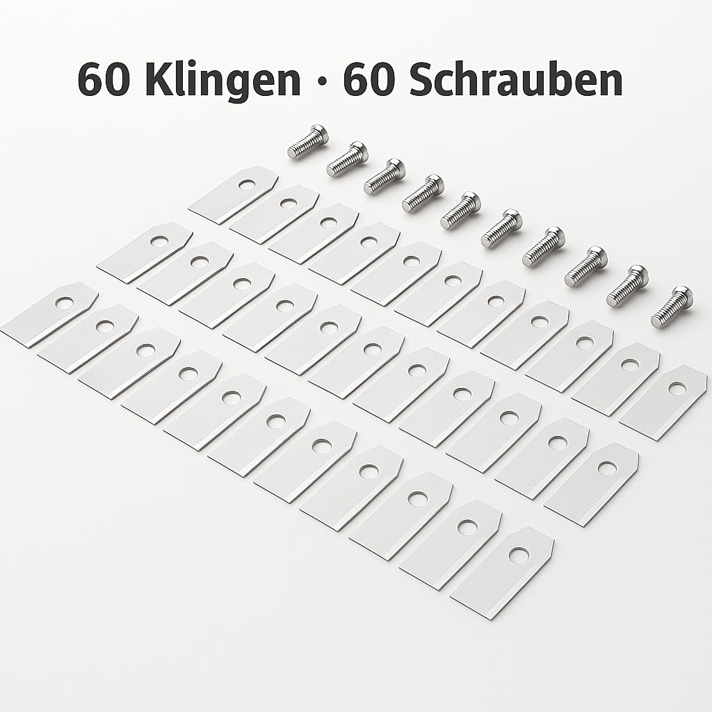 60 x zapasowe ostrza 35 x 18 x 0,8 mm do robotów koszących kompatybilne z Segway Navimow i105E i108E H500E H800E, Husqvarna Automower i Gardena Sileno, ostrza ze stali nierdzewnej, w