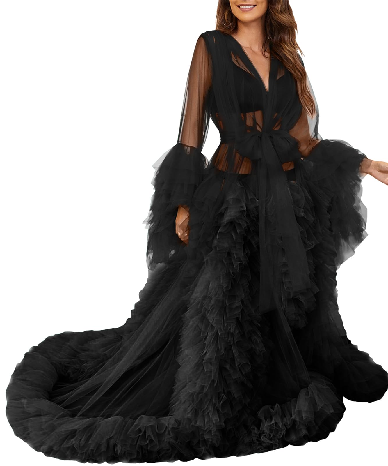 Robe de maternité en tulle pour femme - Kimono - Perspective - Photographie pour fête prénatale