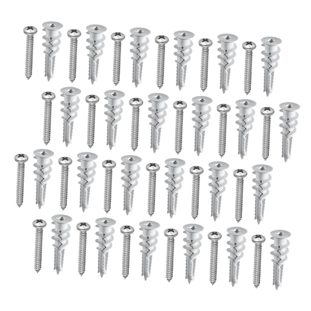 IWOWHERO 50-Piece Drywall Anchor Kit Metal Screws Plastic Expansion Tubes for Wall Hole Filler