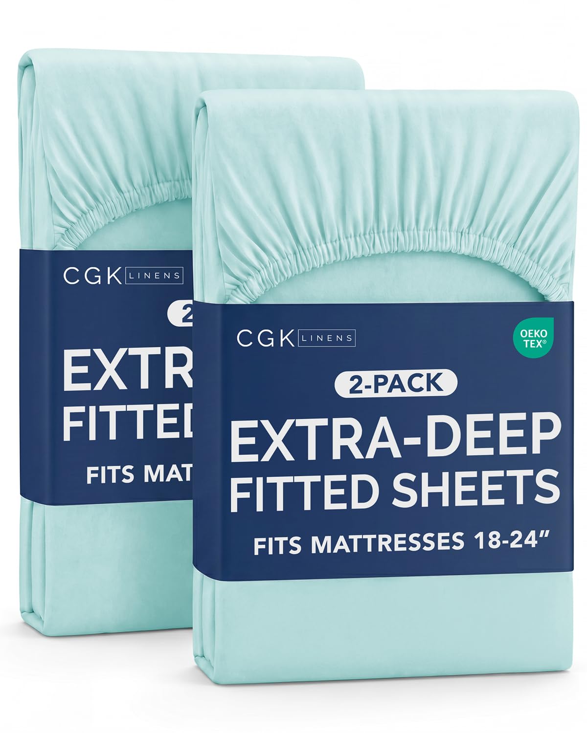 CGK Linens 2 Pack Extra Deep Full Fitted Sheets - Spa Blue