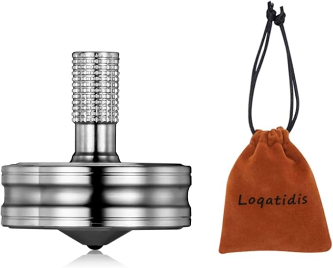 Premium Stainless Steel Spinning Top, Great CNC Machined Made, Perfectly Balanced, Spin Long Time, Easy to Twirl, Time Killer, Kinetic Desktop EDC Fidget Toys (M, Silver)