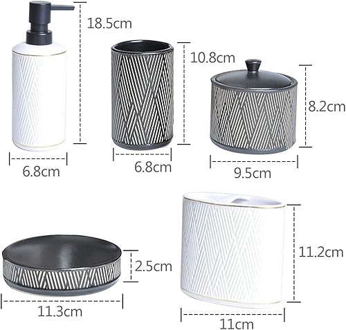 Miniatura 2 de Vanity Bathroom Decor, Retro Bathroom Accessories Set Ceramic with Relief Pattern European Style Bath Set for Housewarming Gift Housewarming