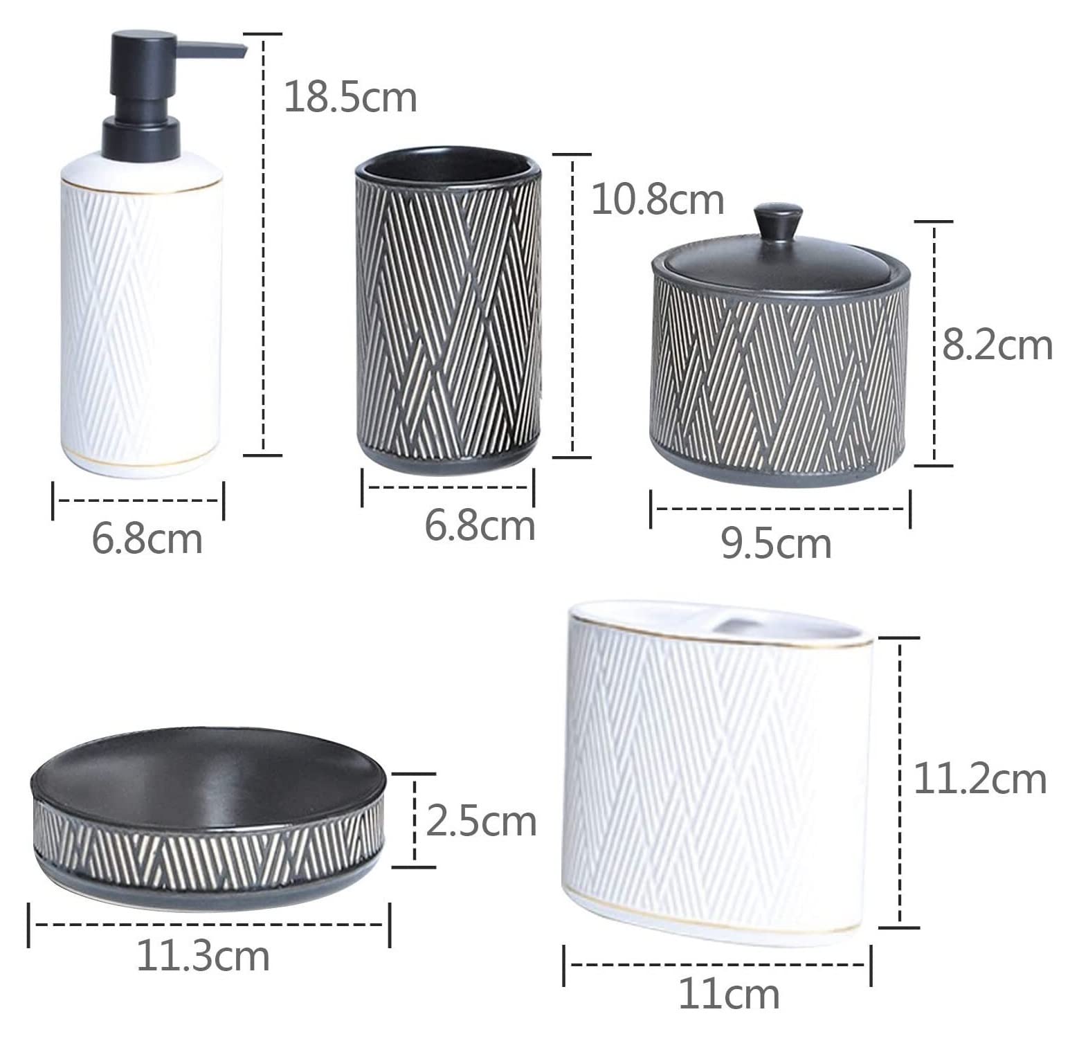 Accesorios Baño Set De Baño Juego De Accesorios De Baño Retro De Cerámica con Patrón De Relieve Juego De Baño De Estilo Europeo para Regalo De Inauguración De La Casa Juego Accesorios Baño (Color : W