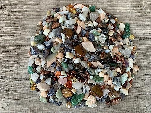 Assorted Chips – Natural Mini Assorted Stones, Crushed Undrilled Assorted, Semi-Tumbled Genuine Mixed Chips (1 lb Bulk)