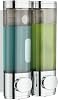 modunful Shower Dispenser 2 Chamber No Drill Shampoo Dispenser for Shower Wall Mounted Shampoo Conditioner Body Wash for Bathroom,Chrome 2 Chamber
