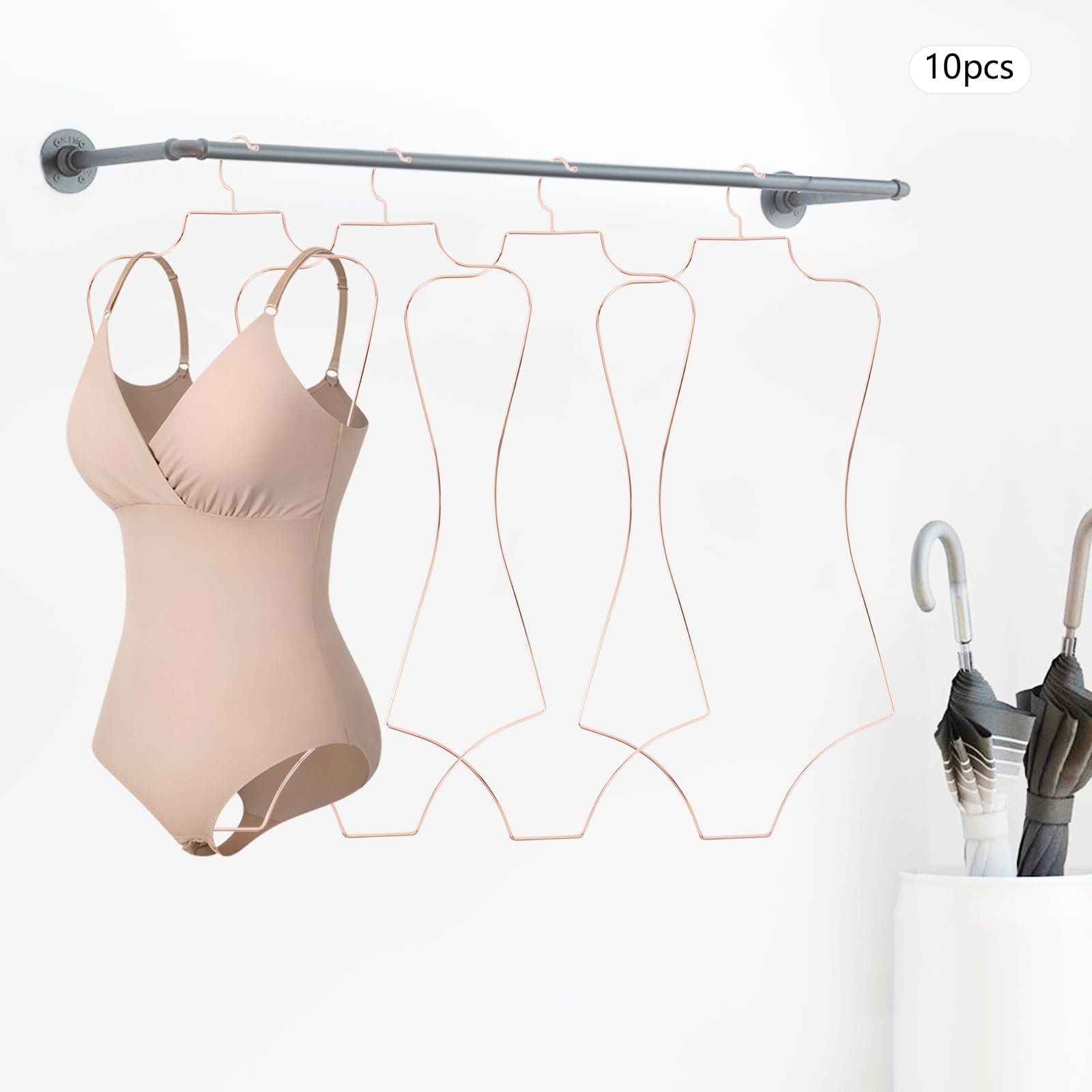 10PCS Swimsuit Hangers, Body Shape Lingerie Hangers Bikini Display Hanging Rack for Swimsuits Bathing Suits (Rose Gold)