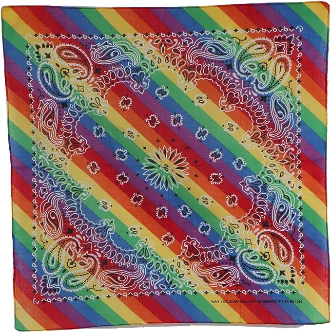 Motique Accessories Rainbow Stripe Paisley Bandana