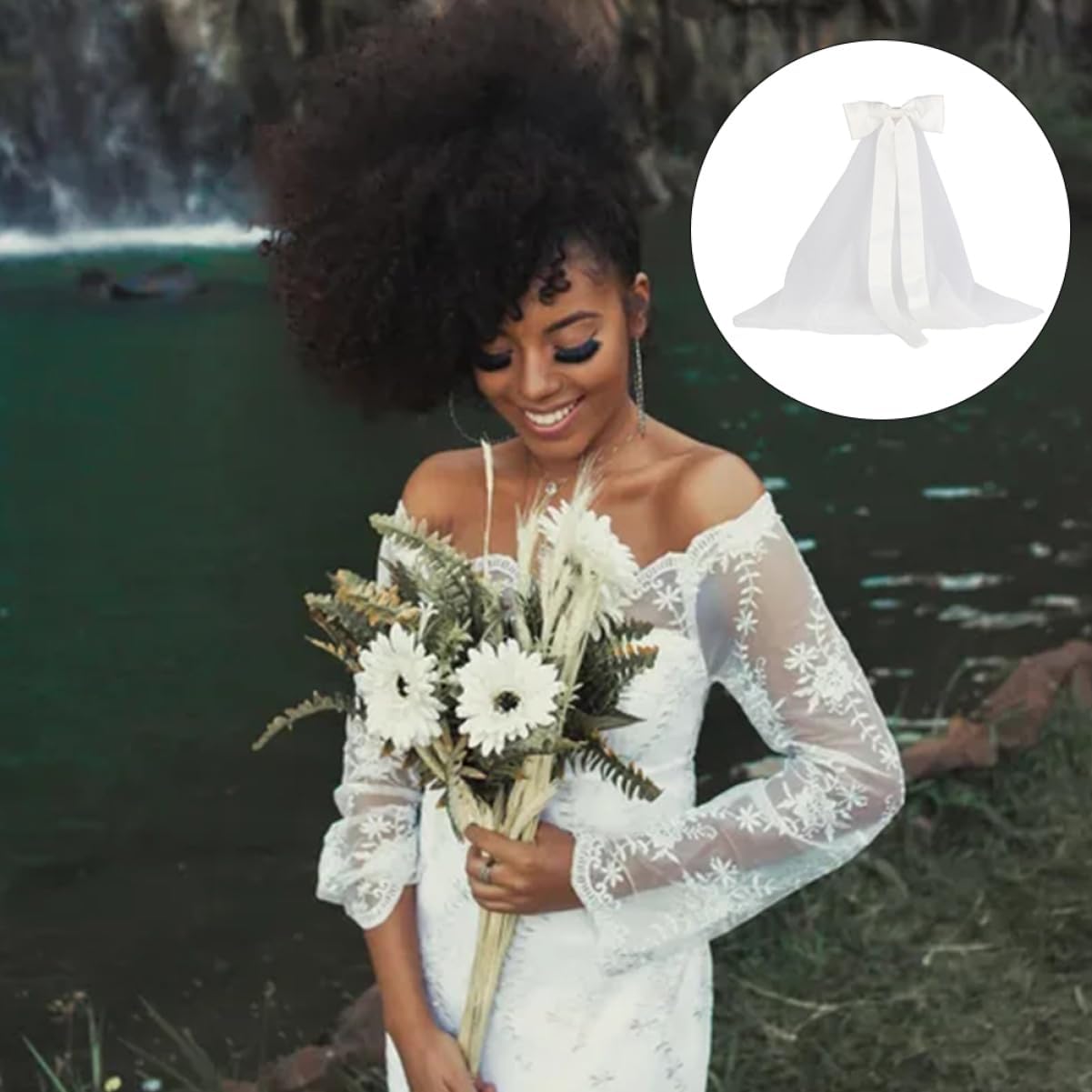 VALICLUD 3pcs Women Romantic Bow Bridal Veil with Hair Comb Lightweight Wedding Accessory for Brides and Bachelorette Parties Handmade Tulle Headdress for Stunning Wedding Memories