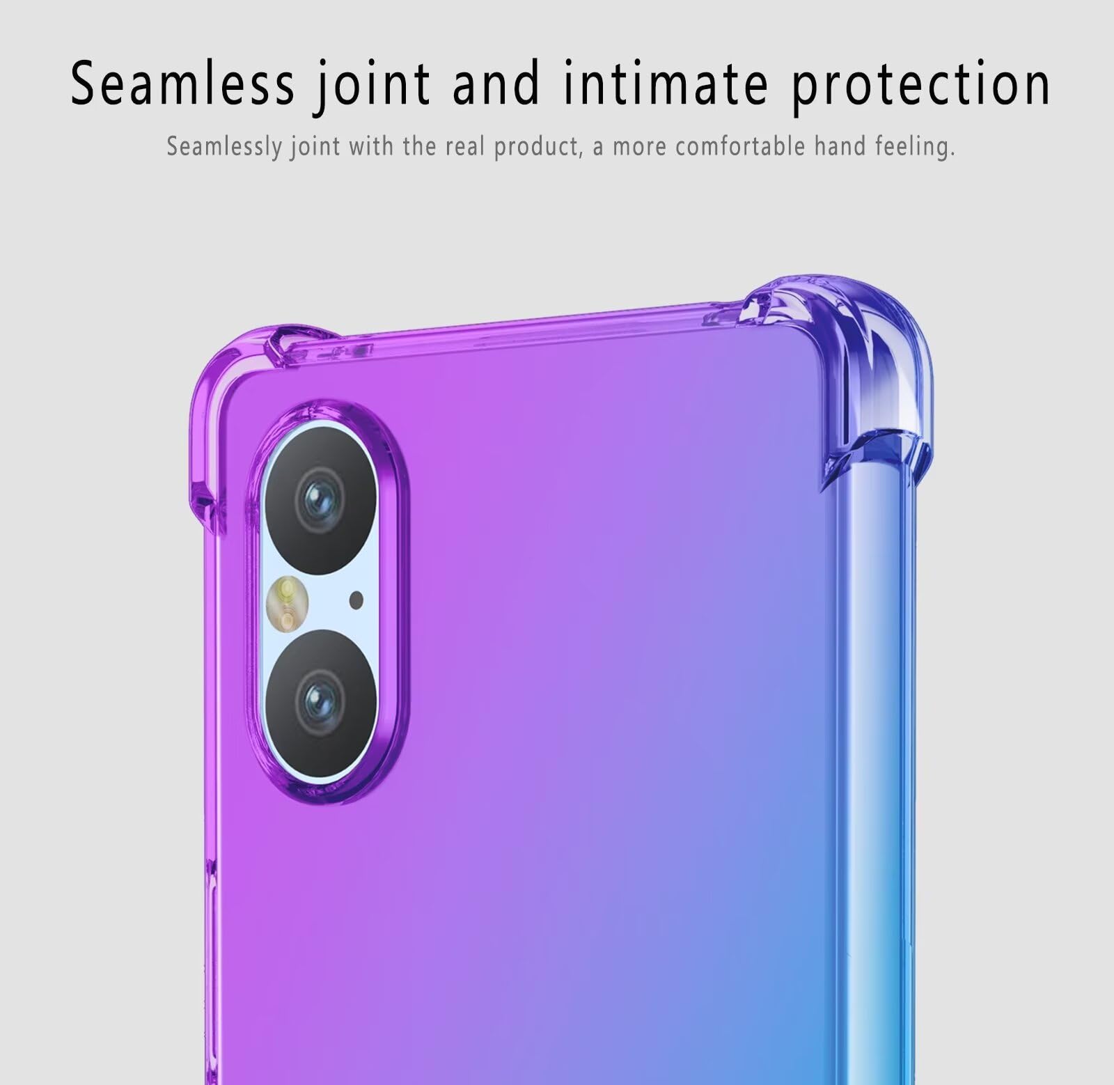 EASSGU Custodia In Silicone TPU Per Sony Xperia 10 II – Cover Sfumata Trasparente Antiurto, Colore Oro Nero