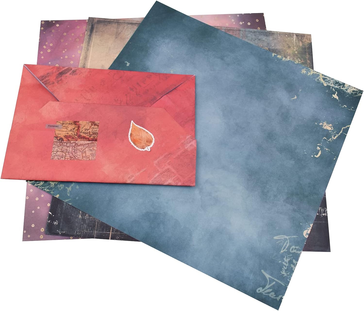Cardstock Paper Pads 24 Sheets 12'' X 12'' Decorative Craft Paper Vintage Texture Pattern Scrapbooking Supplies Cardmaking Photo Frame Cuttable Foldable Crafting Paper (Blue, 12 X 12 inches)