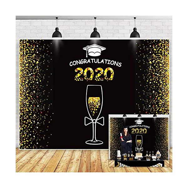 Graduations 2020 Hintergrund für Fotografie, schwarz und gold, Bachelor Cap Ribbon Grad Celebration Class of Graduation…