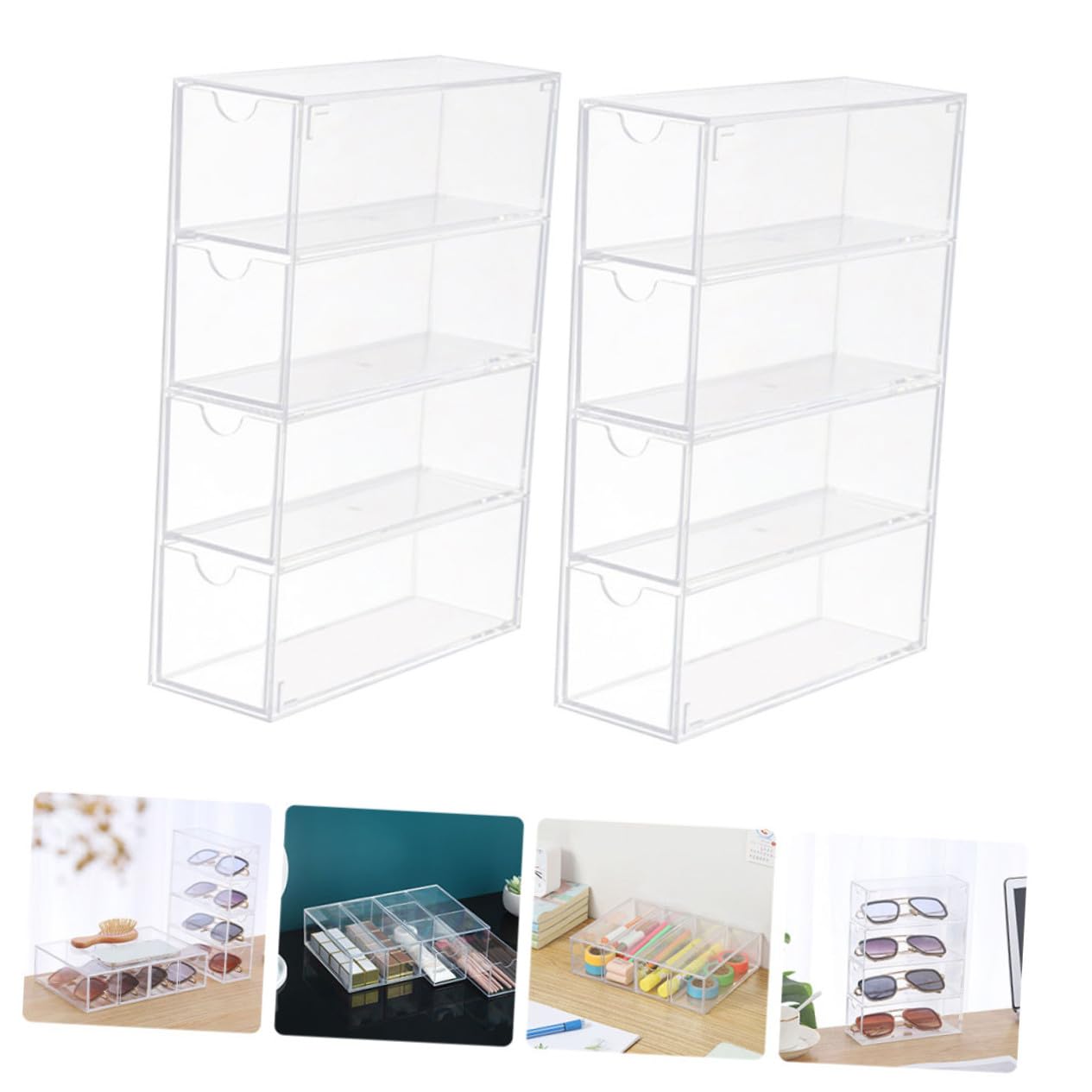 ibasenice Caja Expositora de Gafas de PS Transparente 2 Unidades, Diseño Simple para Almacenar y Exhibir Gafas en Tiendas o Escaparates