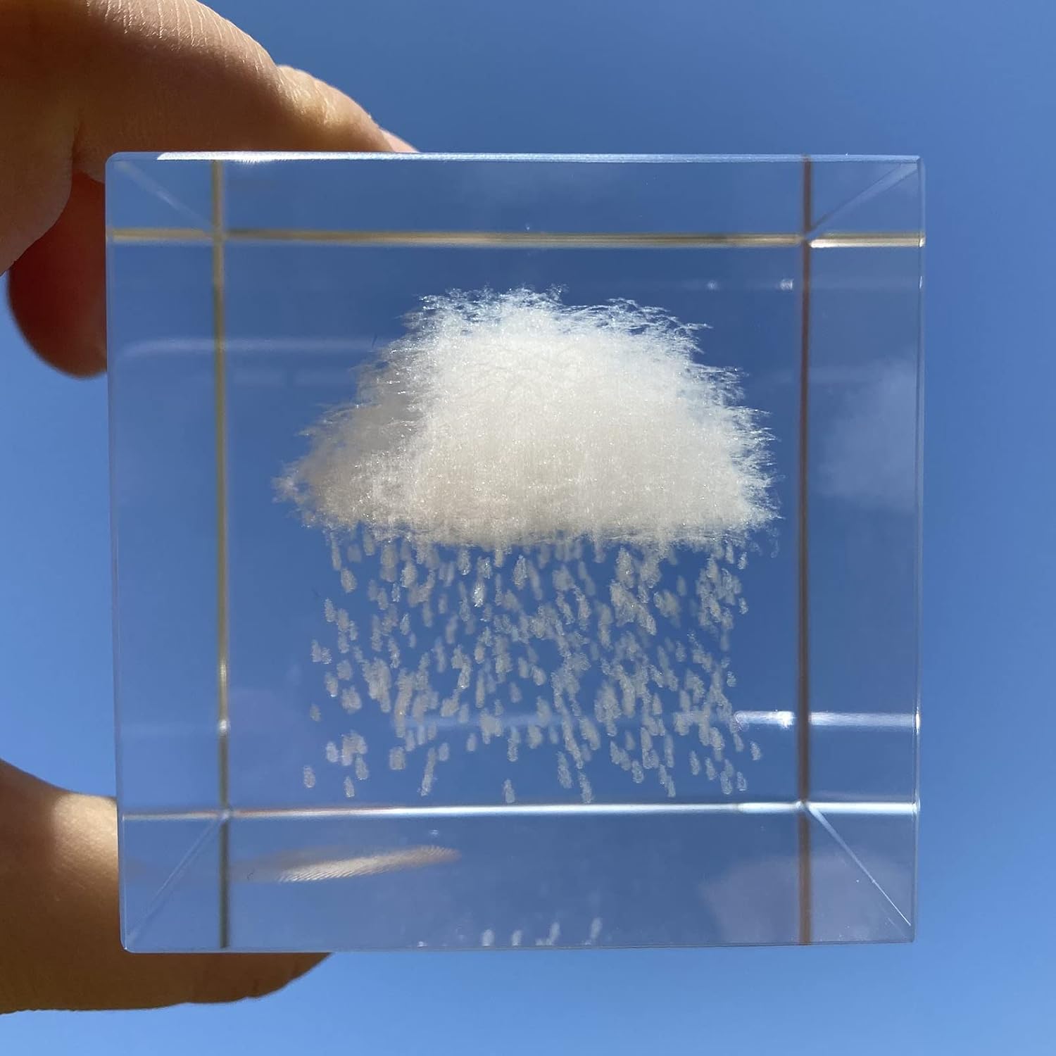3D Rain Cloud Crystal Cube Paperweight Room Decor K9 Glass Feng Shui Ornaments Figurines Engraving for Home (Rain) - Image 2