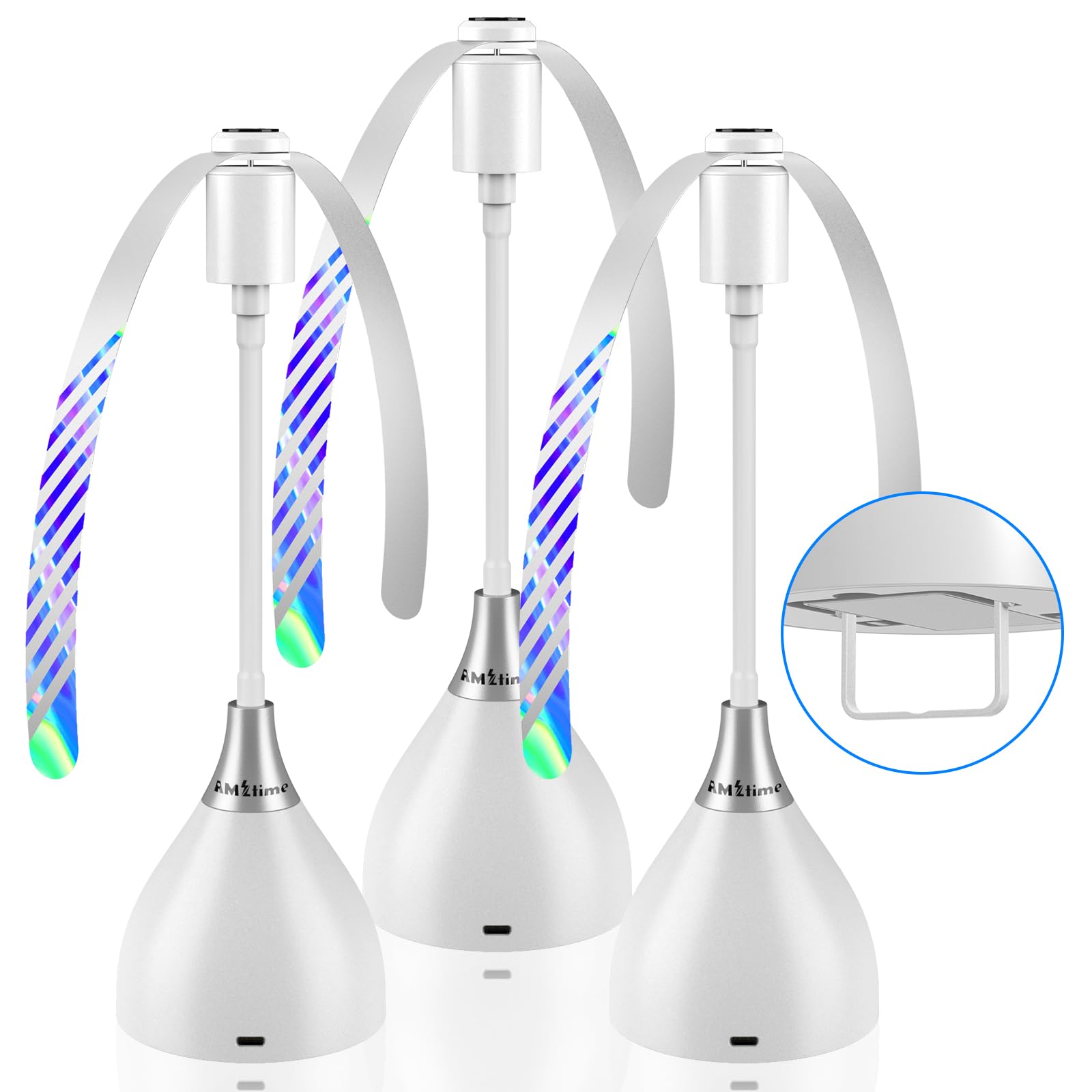 AMZtime 3PCS USB C Repellente Zanzare, Scaccia allontana Mosche da Tavolo Ventilatore Portatile con Interruttore, Ventilatore Anti-insetti, Pieghevole a 360°, Appendibile Bianco