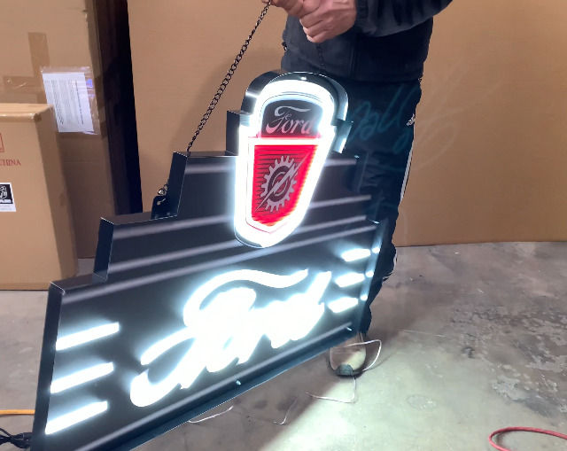 Art Deco Marquee Shelby Led Flex-Neon Sign In Steel Can by