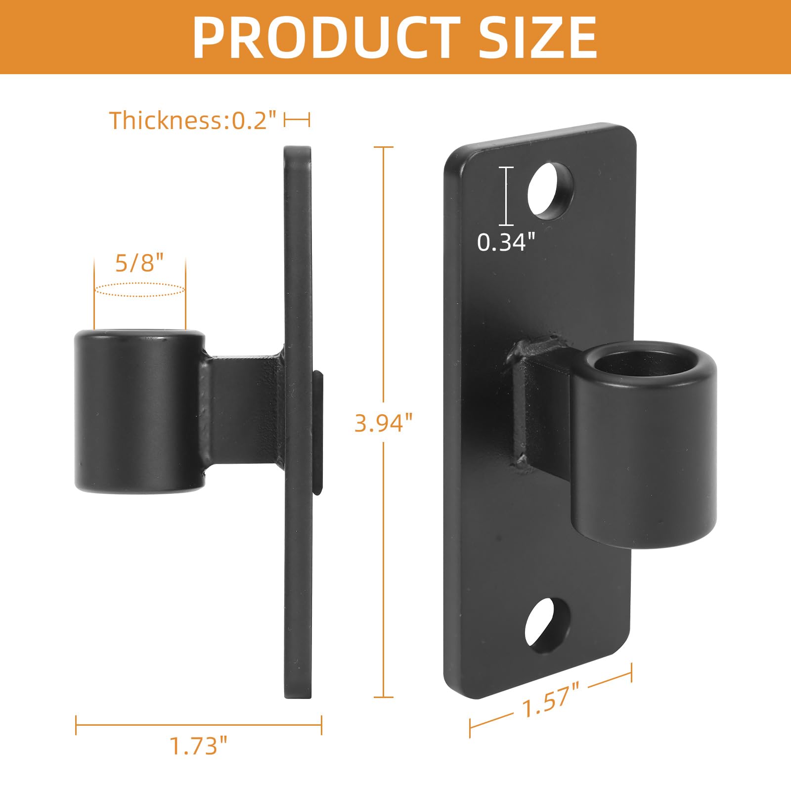 2 Pack Heavy Duty Gate Hinges Black Wall Mount Gate Hinges fit 5/8" Hinge Pin for Fences Barns, Sheds, Black-2pcs Fit 5/8 Pin - Image 3