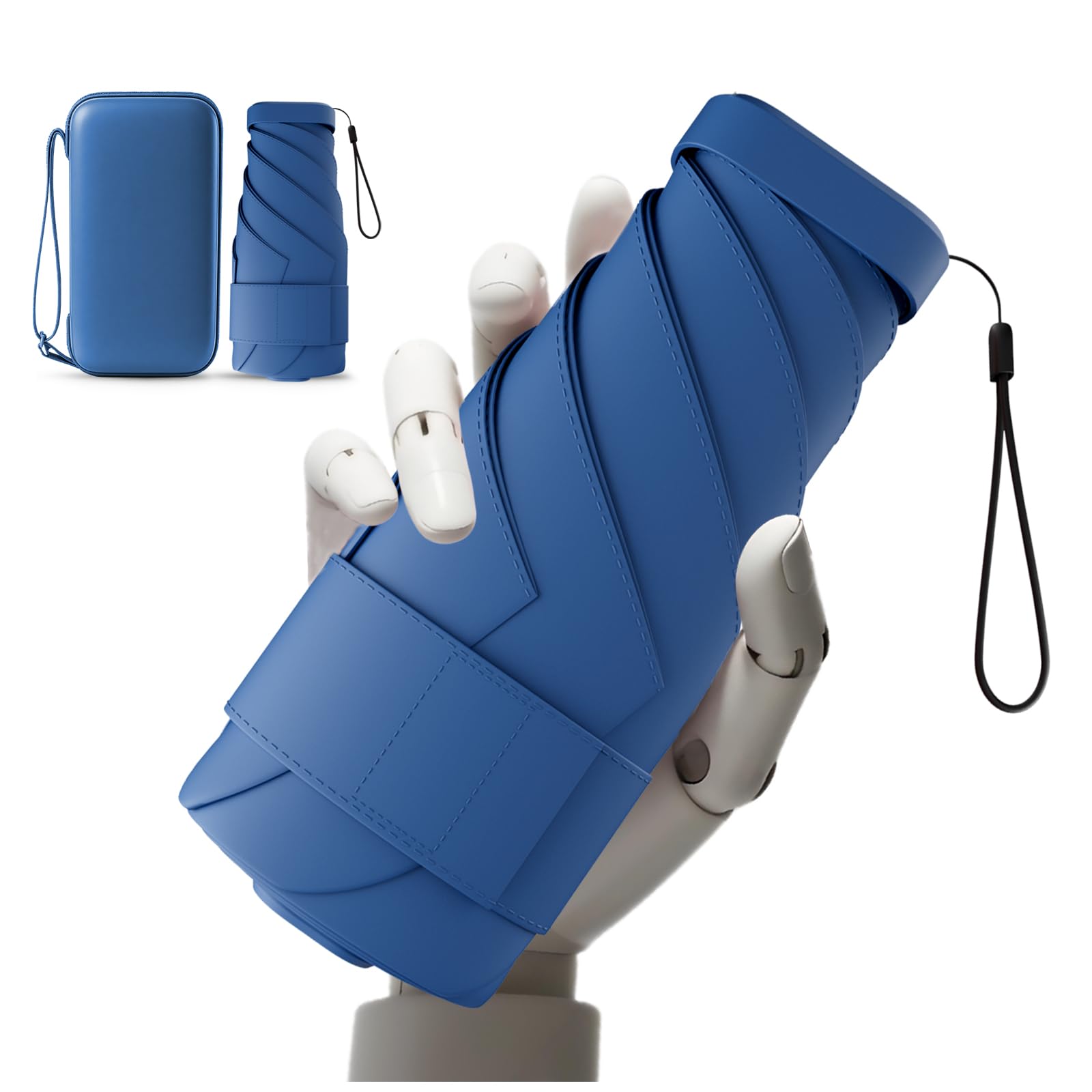 Mini-Reiseschirm, umweltfreundlich, kompakt & leicht passt in jede Tasche | Ultra-leicht 195g, faltet auf 14cm mit Etui. Regen- & UV-Schutz. Passt in Handtasche, Rucksack, Jackentasche.