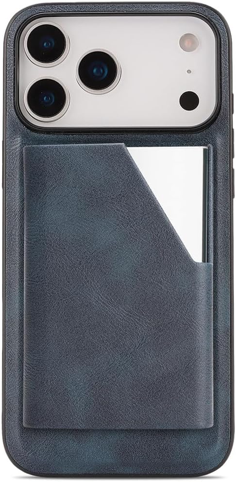 Leather Case for iPhone 17 Pro Max/17 Pro/17 Air/17,Heavy Duty Protection Credit Card Bag Detachable Magnetic Phone Case Flip Stand Wireless Charging Cover(Blue,17)