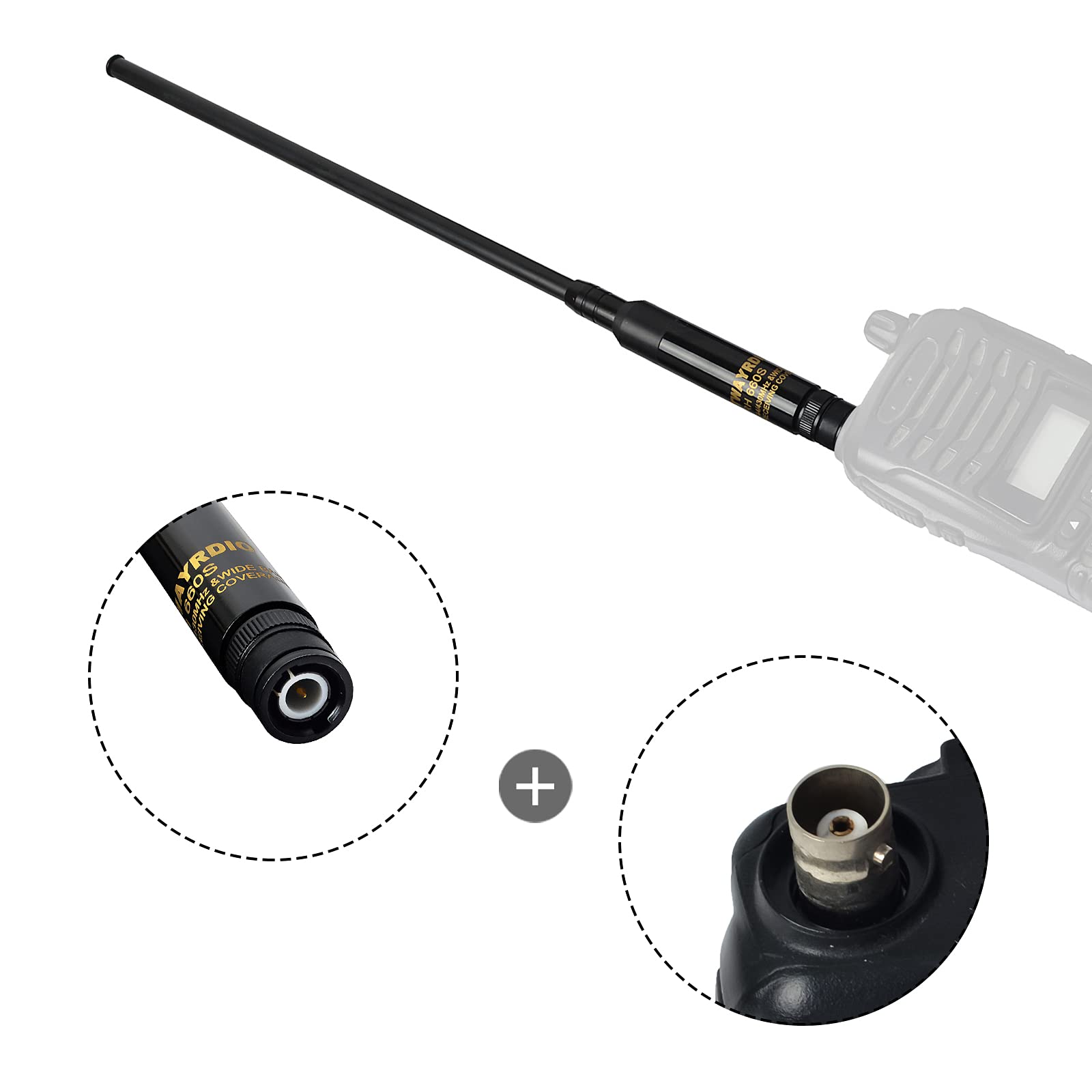 TWAYRADIO Antenne Radio Bidirectionnelle Portable, Antenne Télescopique Double Bande VHF UHF (BNC)