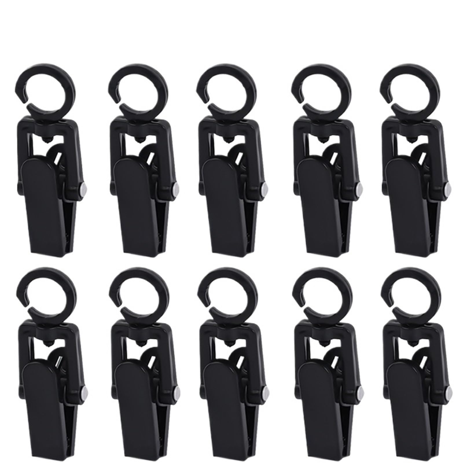 Clothespins Multifunctional Clothes Pegs Laundry Hanger Portable Hats Socks Towels Hanging Storage Clips(Black-10pcs)
